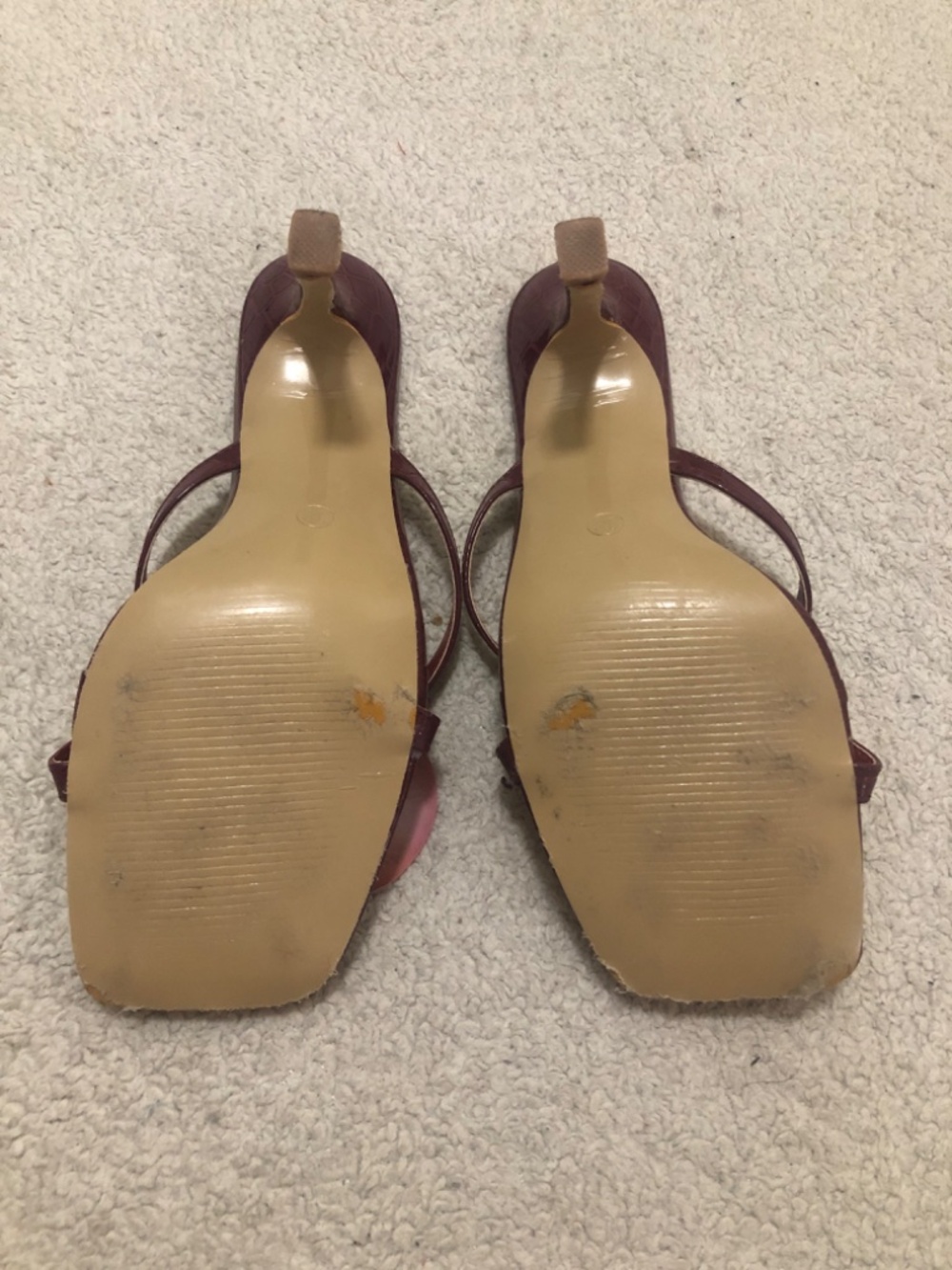 Burgundy Floral Decor Planare Cross Chunky Heel Loafer Sandals". - Picture 4 of 6